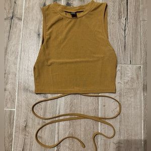 brown top with stomach tie